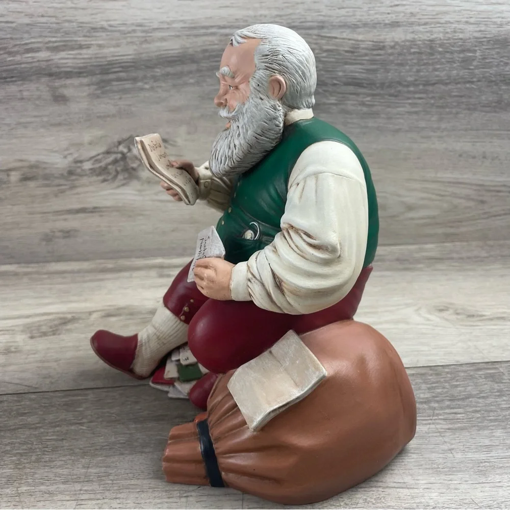 Vintage Ceramic Figure Santa Claus Reading Letter 9” Christmas Decor
